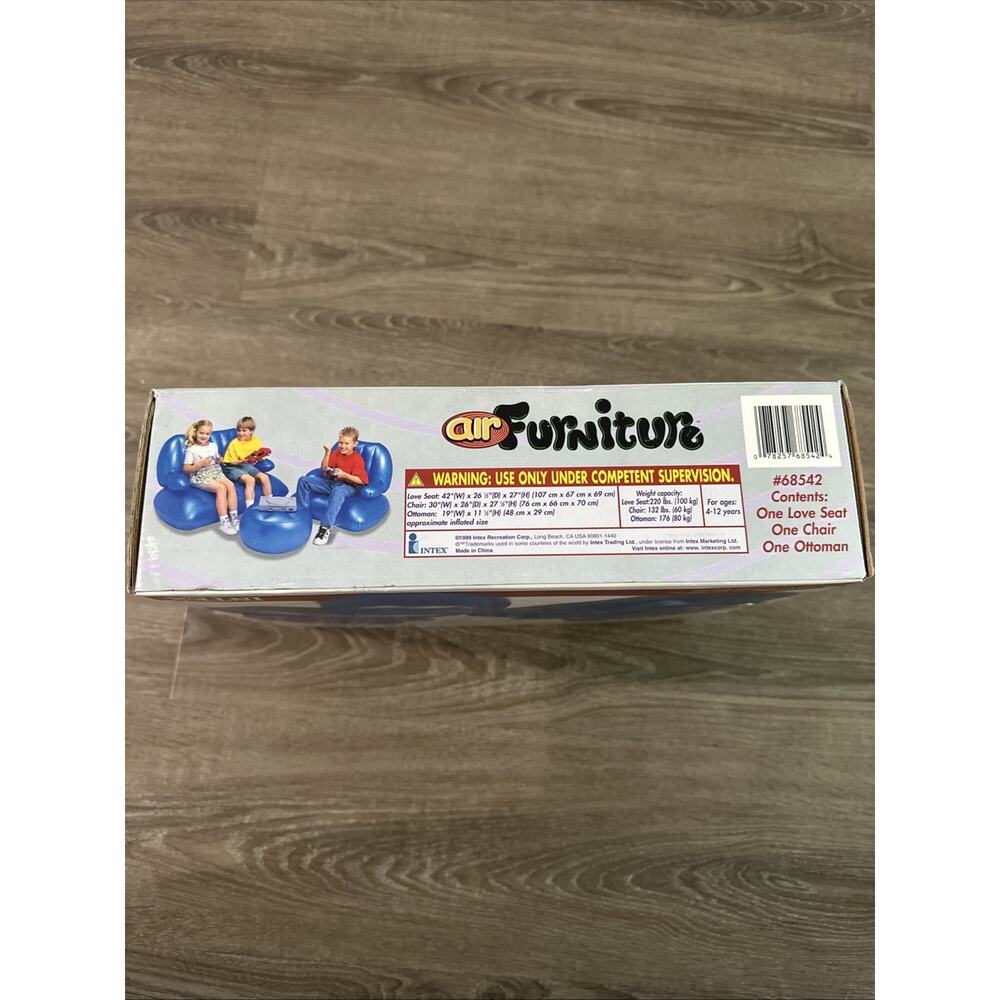 Vintage 90s Y2K Intex Air Furniture Inflatable Chair Jr Chair Love Seat Set Blue - Picture 5 of 5